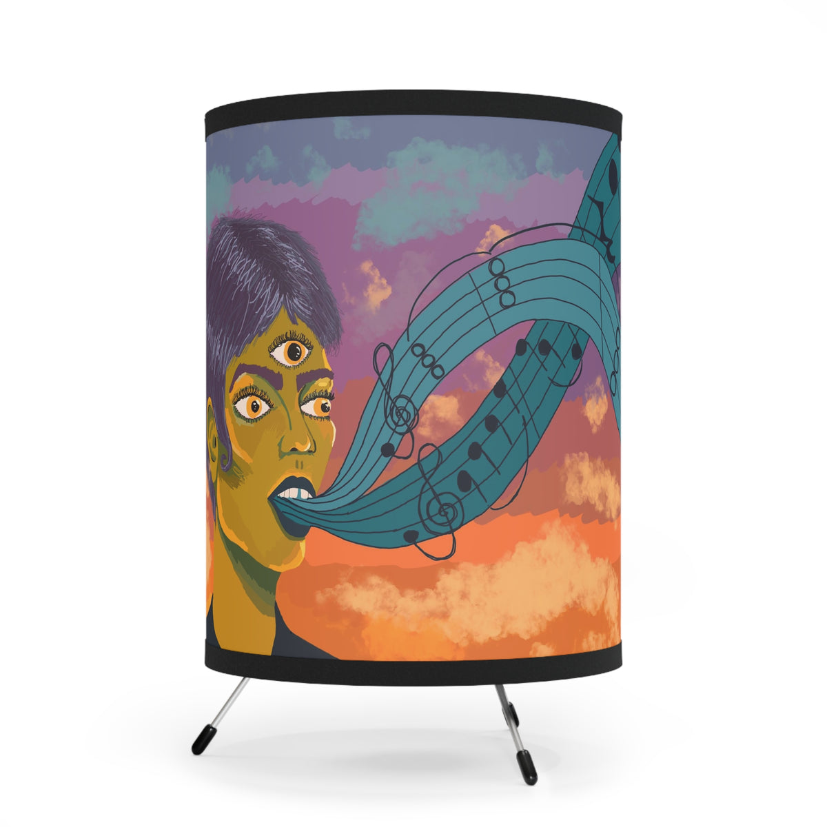 Tripod Lamp with High-Res Printed Shade, US\CA plug
