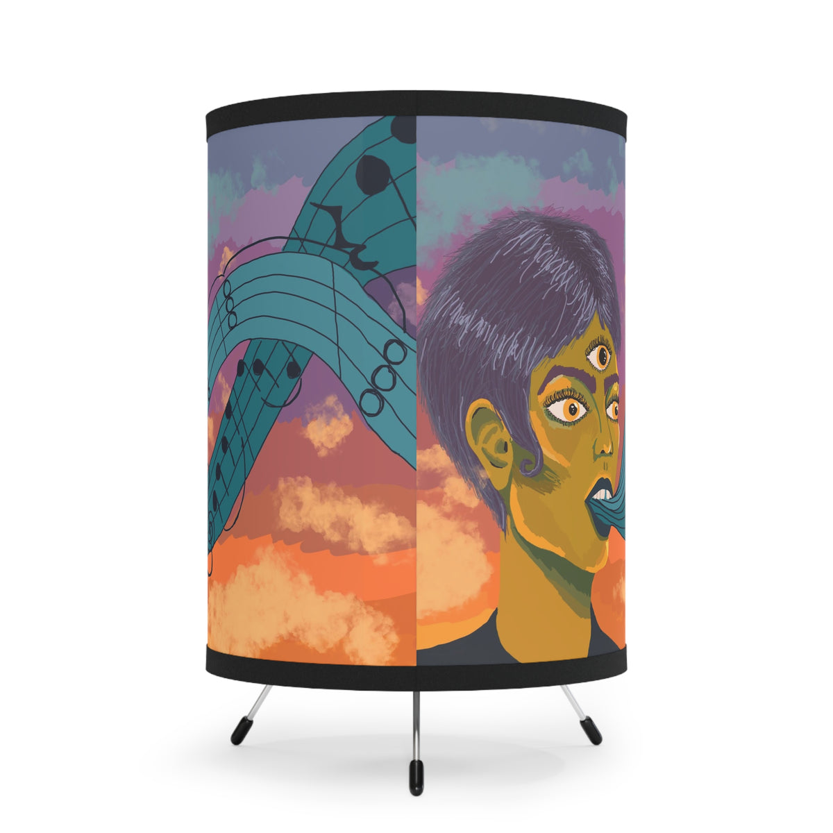 Tripod Lamp with High-Res Printed Shade, US\CA plug